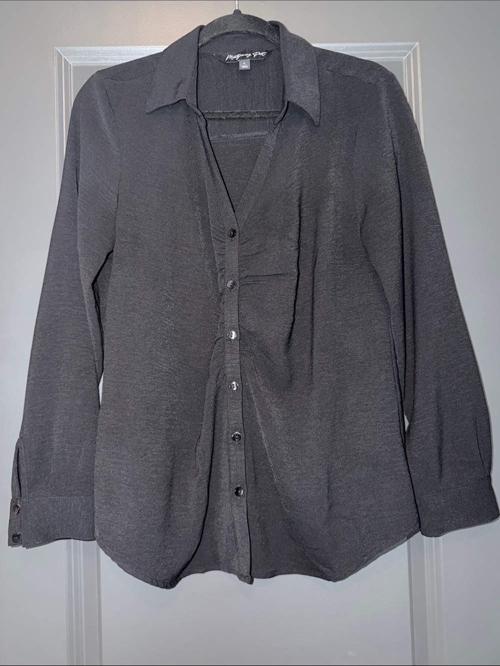 Montgomery Post Black Button-Front Blouse